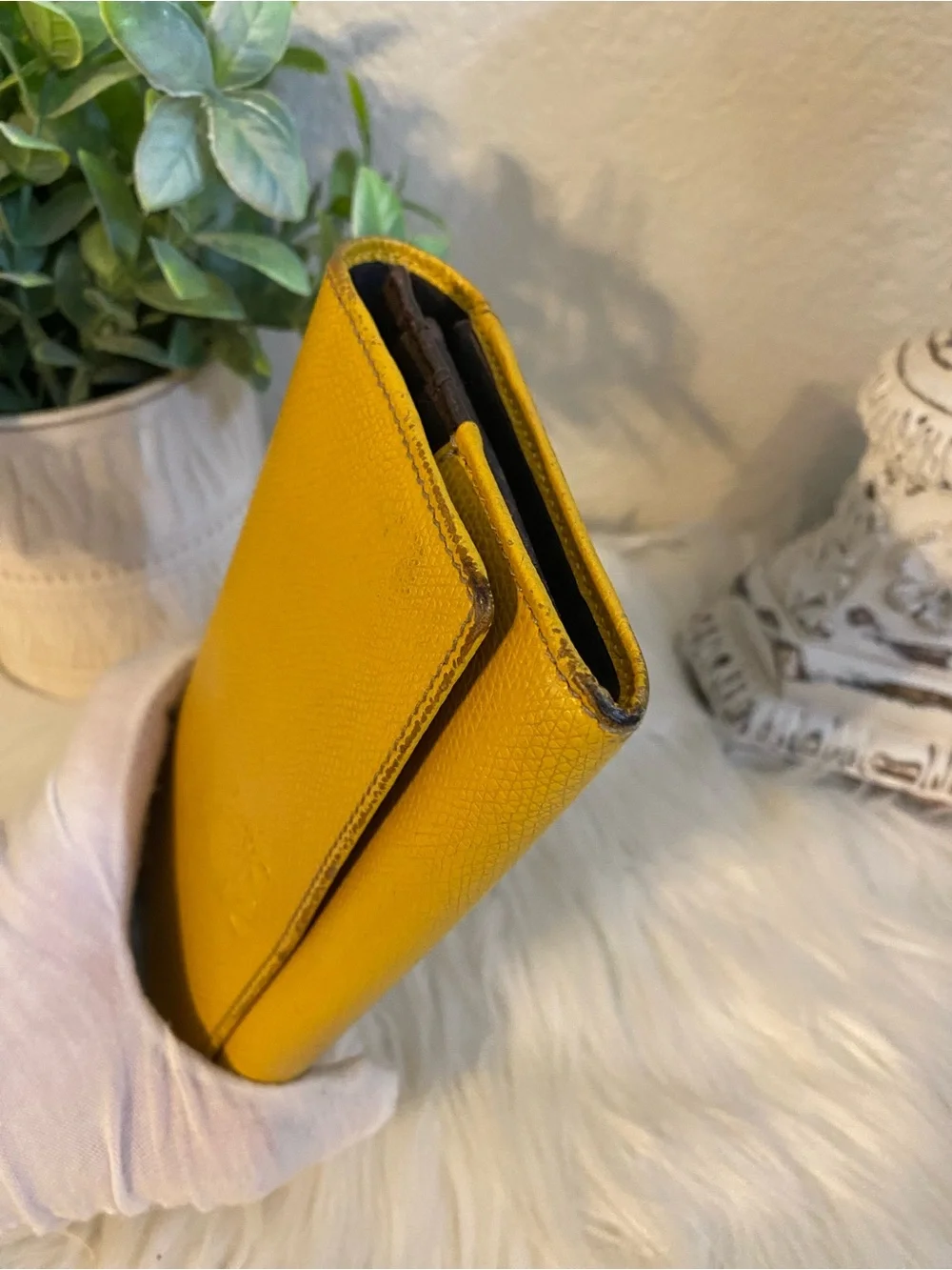 Loewe Yellow Leather Long Snap Wallet